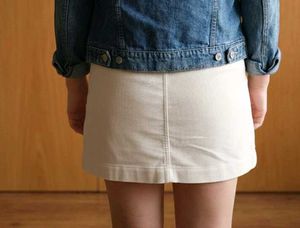 Cream Mini Skirt with Pockets