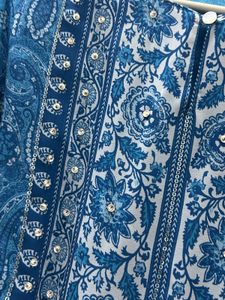 Blue Paisley Print Maxi Dress