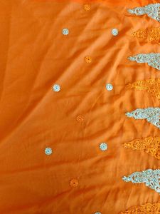 Orange Embroidered Saree