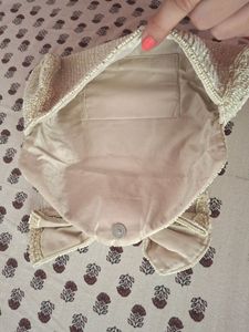 Embellished Pearl White Hand Clutch