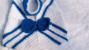 Striped Crochet Tote Bag