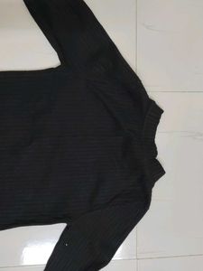 Black Ribbed Mock Neck One Piece