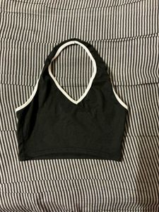 Black & White Halter Crop Top