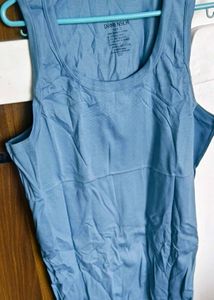 Neo-Cotton Antibacterial Vest Round- Teal Blue
