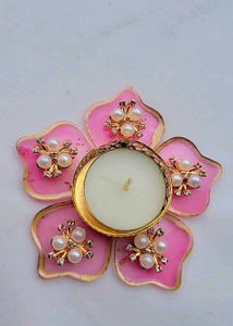 Pink Flower Candle Holder