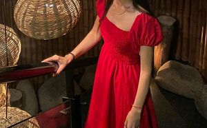 Crimson Cascade Red Dress