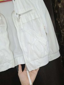 Exported Stylish White Moto Jacket