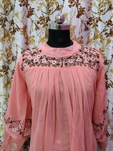 Peach Embroidered Top