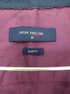 Peter England Slim Fit Formal Shirt - Burgundy