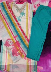 New/Unused Organza Multicolored Kurta Set