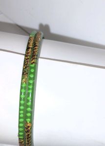 Green & Gold Skinny Daily Use Bangle Set