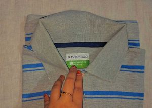Striped Gray &amp; Blue Polo T-Shirt