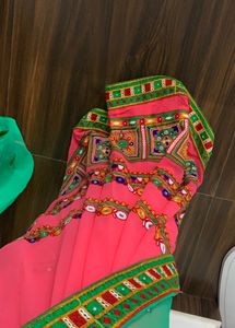 Garba Style Saree with Blouse 💚🩷