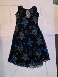 Floral Printed Dark Blue Churidar Set