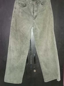 Olive Green Wide Leg Jeans
