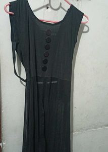 Black Button-Down Sheer Dress