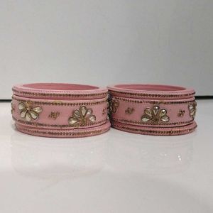 Peach Lakh Bangle Set