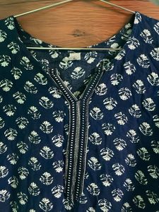 Navy Print Kurta