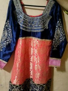 Dark Blue And Pink Dress Like New