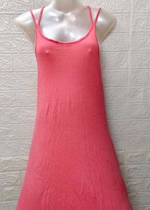 Peach Designer Back Cotton Comfy Dress