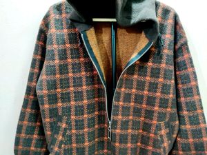premium mens plaid tartan hooded jacket.(imported)