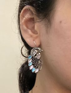 Blue-lilac Oxidised Silver Earrings