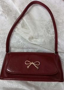 Chic Burgundy Bow Shoulder Bag