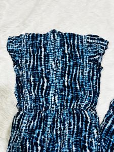 StyleStone blue and white tie-dye printed jumpsuit