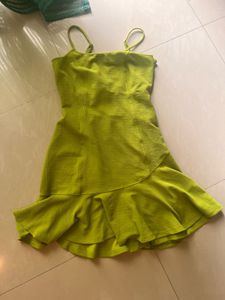 Green Backless Cut Dress
