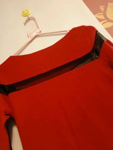 Red Embellished Long Sleeve Top