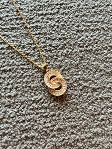 Gold-Plated S Pendant Necklace – CZ Baguette Dets