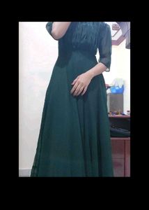 women Western Green Maxi Dresslong gown frock