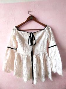 Lace Off-Shoulder White Top