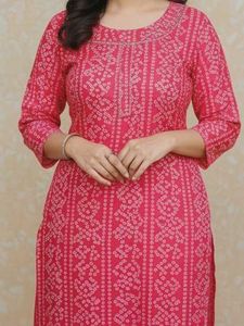 red Bandhani Kurta