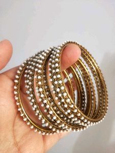 Pearl Gold Tone Bangle Set of 12
