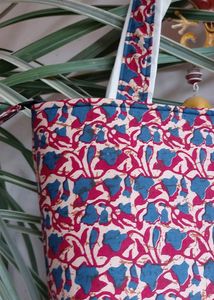 Jaipur Summer Collection Maroon And Blue Tote Bag
