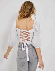 Chic White Tie-Back Crop Top