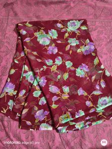 Daily Wear Georgette Floral Maroon Saree Low Price