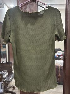 Olive Green Textured Blouse