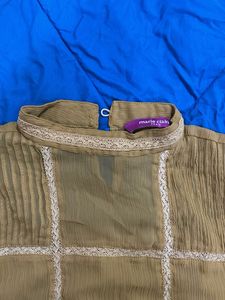 Mustard Sheer Sleeve Blouse