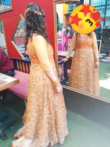 Orange Embellished Anarkali Gown