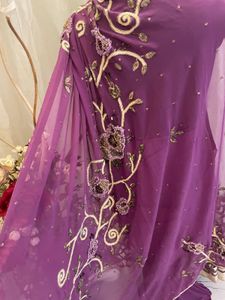 Elegant Purple Embroidered Saree