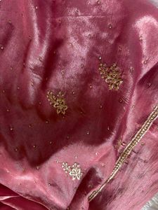 Elegant Pink Embroidered Party wear Saree