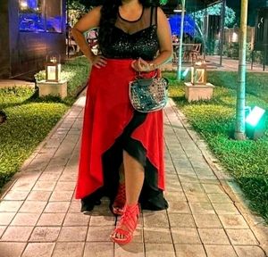 Red & Black Asymmetrical Dress