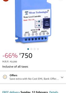 Mivan Technologies® Water Level Controller and Indicator with 2 Years of Warranty, Fully Automatic with 3 Sensor Supply Volt 230 VAC / Swap Available