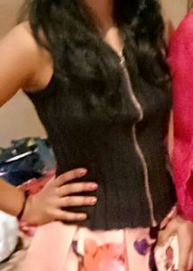 Zipped &amp; Sleeveless Black Top