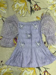 Butterfly Detail Puff Sleeve Top