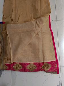 Beige And Blue Kurta Set With Duptta