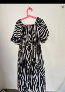Zebra Print Puff Sleeve Dress
