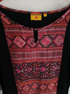 Half Printed Black Kurta